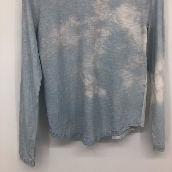 Madewell Blue White Cloudy Tie Dye Ribbed crewneck cotton whisper long sleeve SP - Picture 11 of 16
